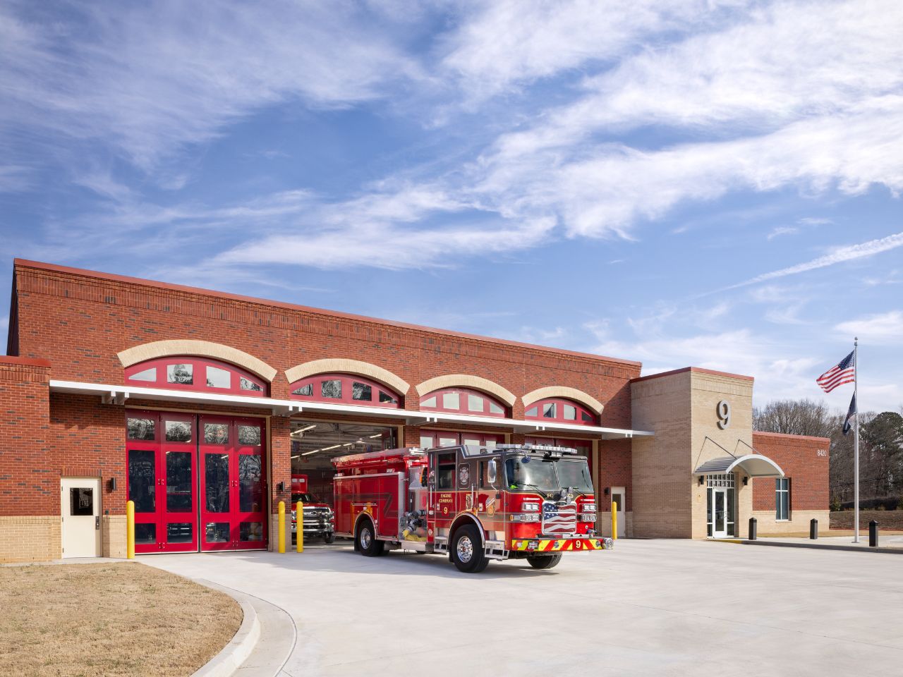 Forsyth Fire Station #9 with truck