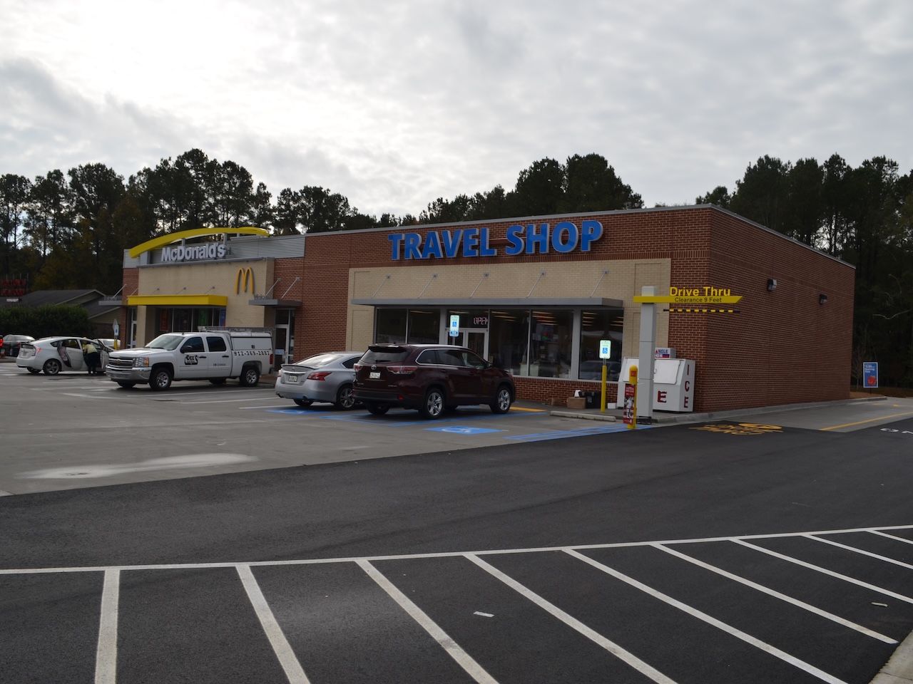 exterior of McDonald's and gas station